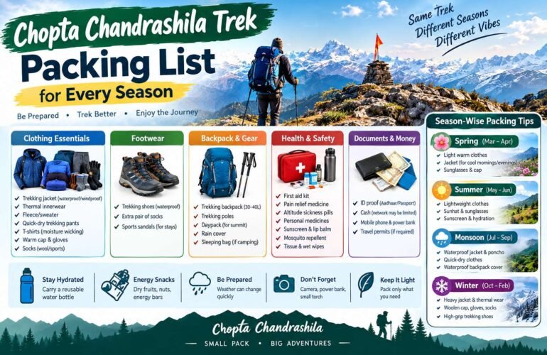 Chopta Chandrashila Trek Packing List for Every Season